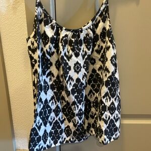 LOFT Black and White Ikat Patterned Cami/ Tank Top